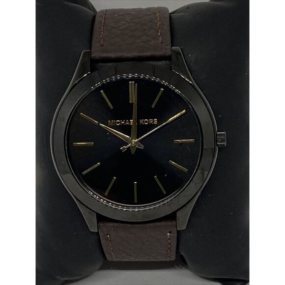 Michael Kors Slim Runway MK3221 Women's Brown Leather Analog Dial Watch JK594 - Picture 2 of 12